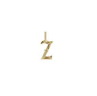 Karen Karch Textured Yellow Gold Mini Entwined Letter 'Z' pendant on a white background.