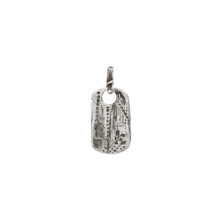 Karen Karch Back Side Small Silver unearthed Dog Tag on white background