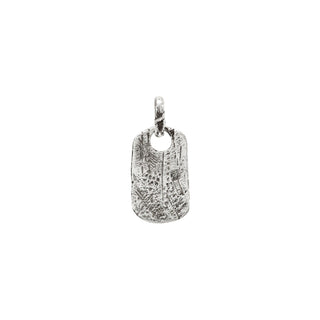 Karen Karch Small  Silver Unearthed Dog Tag on white background