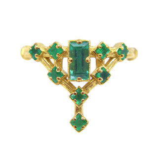 Karen Karch Yellow Gold Emerald Tokyo Floating Star Ring on white background