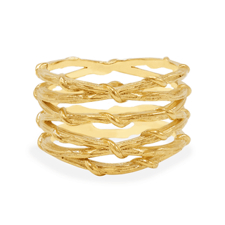 Karen Karch 18k yellow gold Gladiator Vine 6-band Ring on white background