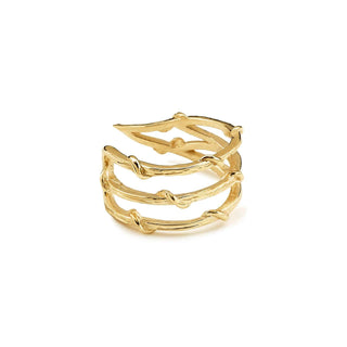 Karen Karch Triple Vine yellow gold ear cuff with three rows of textured twining vines
