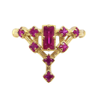 Karen Karch 18k Yellow Gold Ruby Floating Star Ring on white background