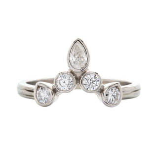 Karen Karch Turned out Invincible tiara Ring in Platinum and Diamonds on white backround.