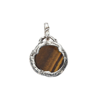 Karen Karch back side of a Silver carved Tiger's Eye Rosebud Charm set in silver
