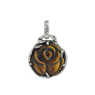 Karen Karch Silver carved Tiger's Eye Rosebud Charm set in silver