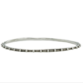 Karen Karch  Weathered Silver Jaipur Evermore Bangle with equally spaced ball details on a white background