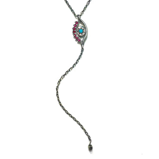 STAR EVIL EYE LARIAT, SILVER