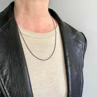 Karen Karch Sterling Silver 1.9mm cable chain necklace on a neck