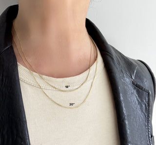 Karen Karch 10ky 1mm Cable Chains in 18" and 20" labeled on Neck