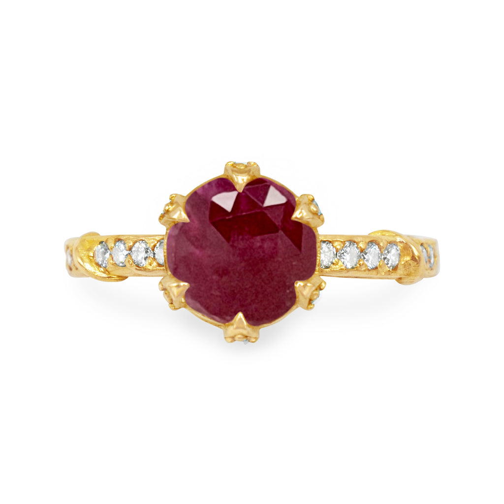 DIAMOND STUDDED VINE RUBY SOLITAIRE – Karen Karch