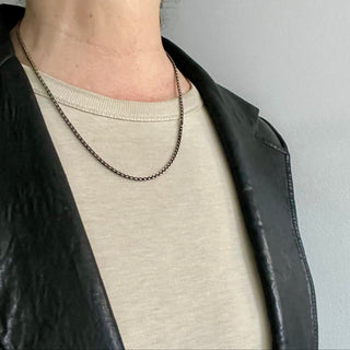 Karen Karch 2.8mm Cable Chain Oxidized Silver on a Person 