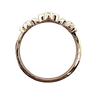 Karen Karch 18k White Gold Belgian Tiara with Black and Gray Diamonds top view on white background. 