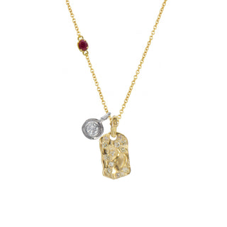STUDDED TAG WITH INNER CIRCLE CHARM