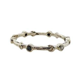 Karen karech Diamond Dotted White Gold Band with black diamond and gray diamond.