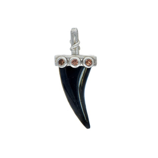 Karen Karch Sterling Silver Pink Sapphire Dotted Lucky Horn Black Onyx on White Background. 