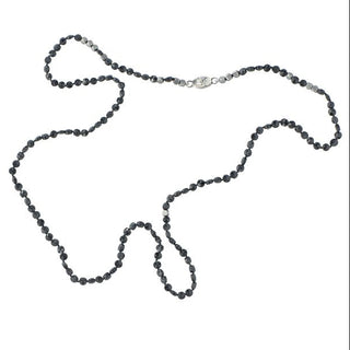 Karen Karch Epitome 3mm Black Spinel Faceted Disk Bead Necklace shown on a white background.