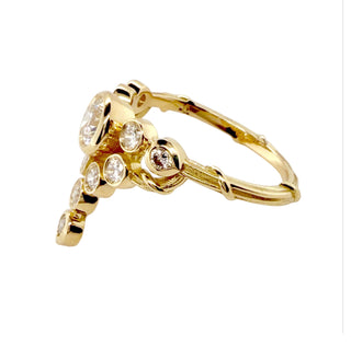 Karen Karch 18k yellow gold Diamond bezel set Floating Star Ring, side view