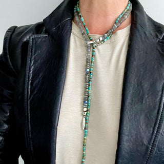 Karen Karch Labradorite Turquoise Silver Layered Lariats