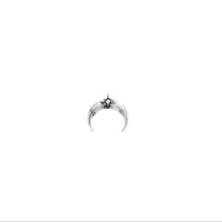 Karen Karch Mini La Luna  Silver Cresent Moon Charm on white background.