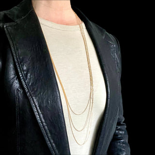 Karen_Karch-Mystical-Bling-Gold-Filled-Chain_in 3 lengths layered on a person