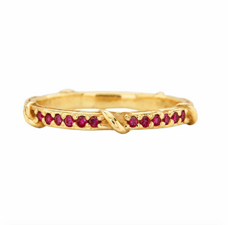 STUDDED VINE HALF ETERNITY, GOLD RUBY