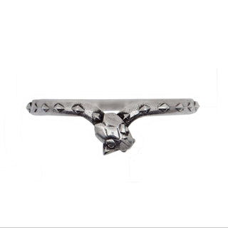 Karen Karch by Deme Wolfe silver snake ring curved to bite its tail.
