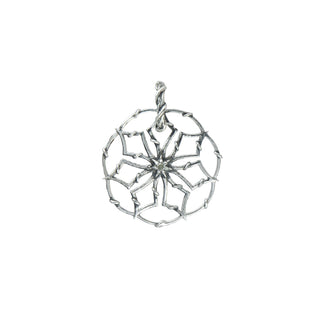 Karen Karch Silver Desert Flower Diamond centered Pendant with Vine details on a white background.