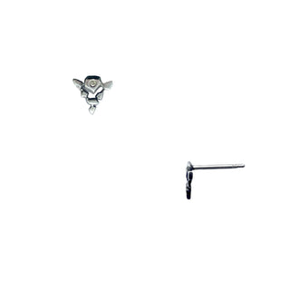 Karen Karch by Deme Wolfe Silver Diamond Mini Landslide Studs, front and side, on white background