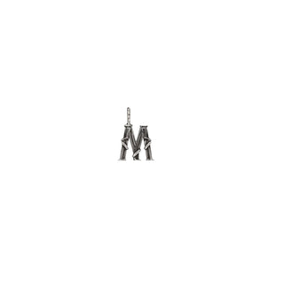 Karen Karch Textured Silver Mini Entwined Letter 'M' pendant on a white background.