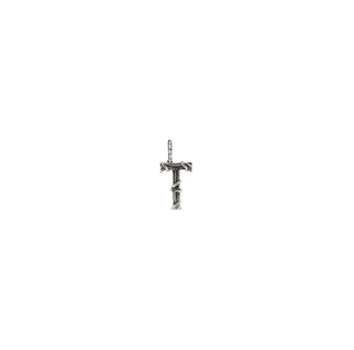 Karen Karch Textured Silver Mini Entwined Letter 'T' pendant on a white background.