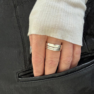 Karen Karch smooth irregular polished Always 3-ring stack on hand