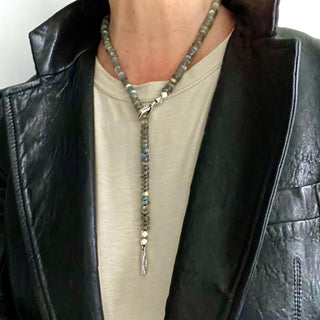 Karen Karch Outshine Lariat Labradorite Silver Modeled