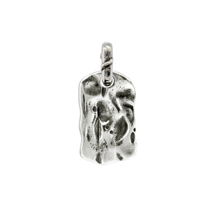 Karen Karch Unearthed Heavily Textured Dog Tag in sterling silver on a white background.