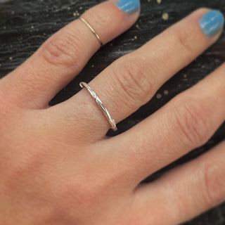 Karen Karch Silver Vine 15mm wide ring  on a hand.