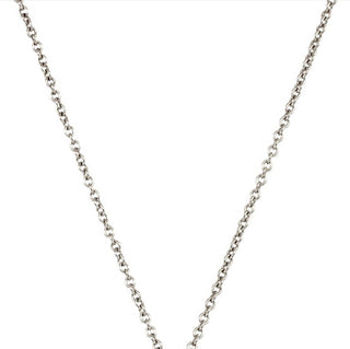 Karen Karch 1.5mm white gold cable chain necklace close up on white background