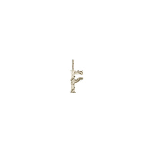 Karen Karch Textured White Gold Mini Entwined Letter 'F' pendant on a white background.