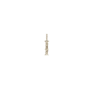 Karen Karch Textured White Gold Mini Entwined Letter 'I' pendant on a white background.