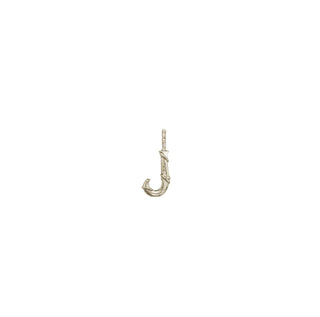 Karen Karch Textured White Gold Mini Entwined Letter 'J' pendant on a white background.