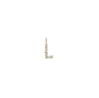 Karen Karch Textured White Gold Mini Entwined Letter 'L' pendant on a white background.