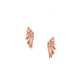 Karen Karch by Deme Wolfe 10k Rose Gold Mini Victory Wing Stud Earrings on White