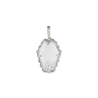 Karen Karch by Deme Wolfe Sterling Silver Clear Coffin Shape Crystal on a white background