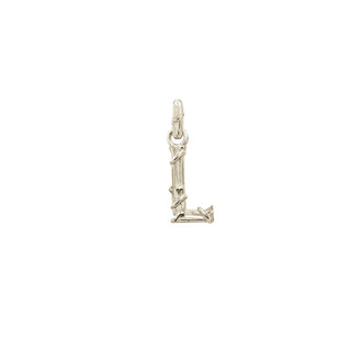 ENTWINED LETTER CHARM, WHITE GOLD