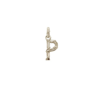 ENTWINED LETTER CHARM, WHITE GOLD