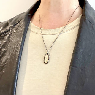 STUDDED OVAL TAG, SAPPHIRE