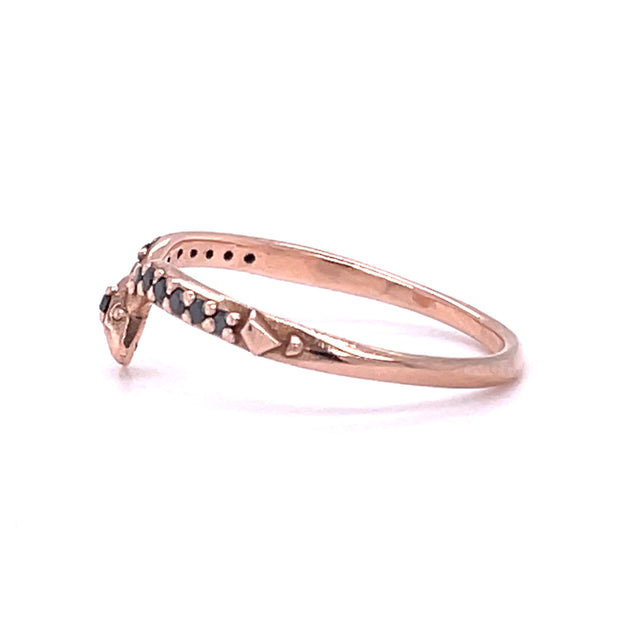 Studded Snake Half Eternity 14k rose gold black diamond side