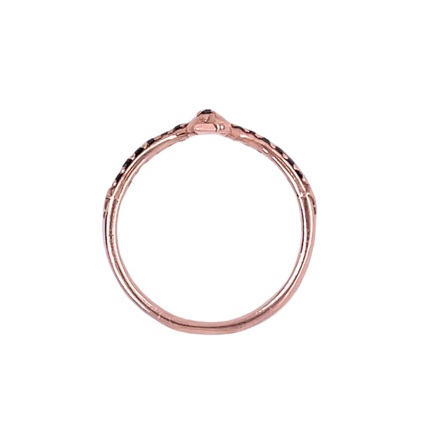 Studded Snake Half Eternity 14k rose gold black diamond top view