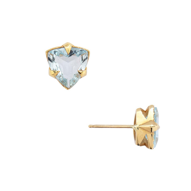MYSTICAL CROWN TRILLION STUDS, AQUAMARINE