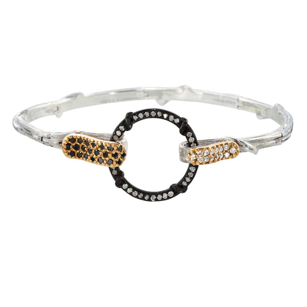 Copacabana Double Clasp Vine Link bracelet designed by New York's most unique alternative jewelry brand Karen Karch Jewelry featuring silver, yellow gold with black, colorless and ice diamonds