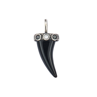 DOTTED LUCKY HORN, BLACK ONYX SILVER